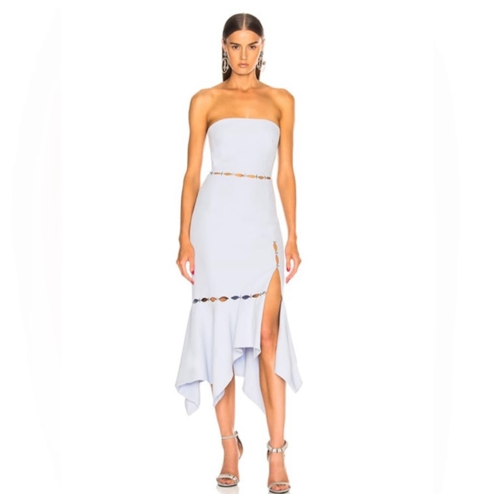 Jonathan Simkhai Strapless Light Blue Asymmetric Dress